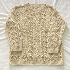 Vintage Silk and Cotton Cream Cable Knit Sweater